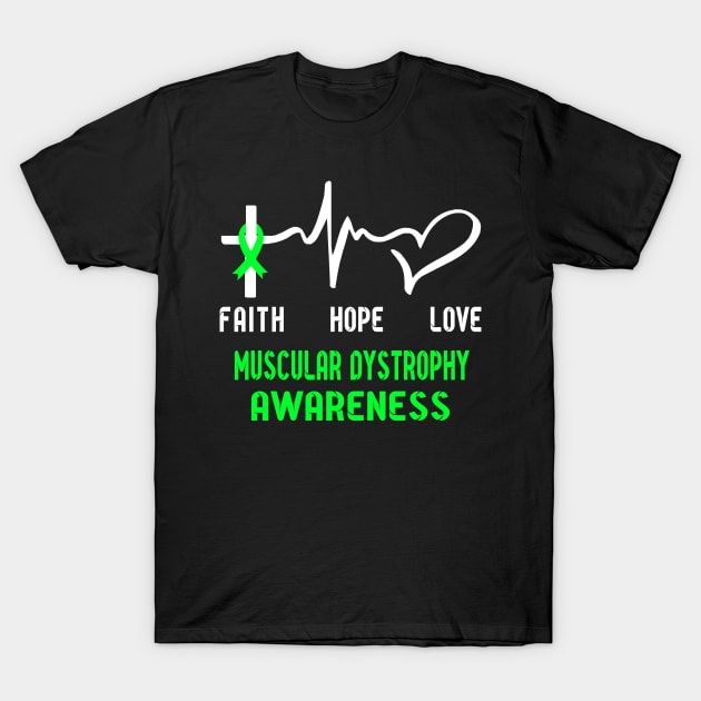 Faith Hope Love MUSCULAR DYSTROPHY Awaneress Support MUSCULAR DYSTROPHY Gifts T-Shirt by ThePassion99